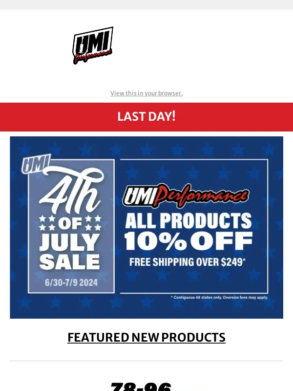 UMI Performance - Last day of the UMI 4th Sale!