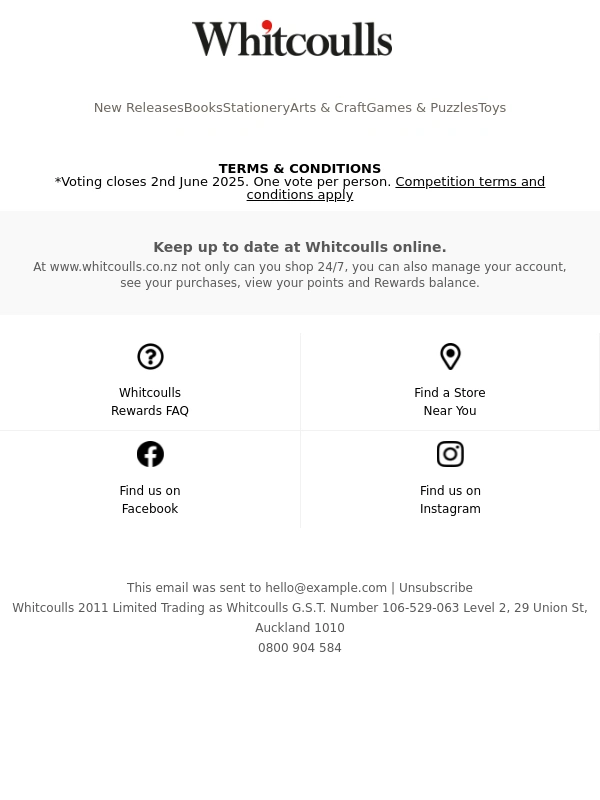 Whitcoulls - ?Vote now for your chance to win 1 of 10 x $100 gift cards!