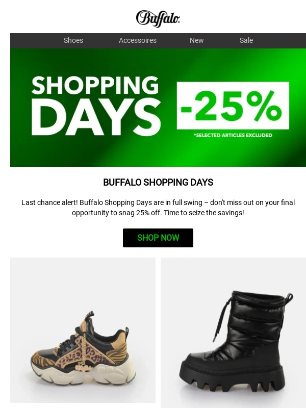 Buffalo - LAST CHANCE TO SNAG 25% OFF ?️?