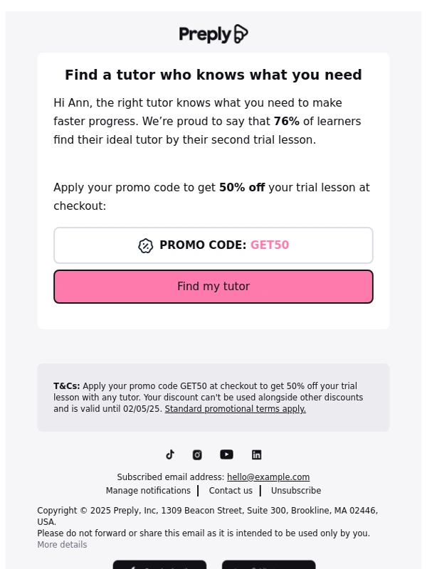 Preply - Hurry,claim your half-price trial lesson ?