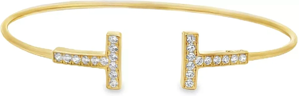 HipHopBling Initial T CZ Bracelet .925 Sterling Silver