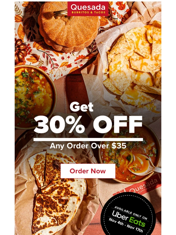 Uber Eats - Hungry? Get 30% Off $35+ Orders on Uber Eats!