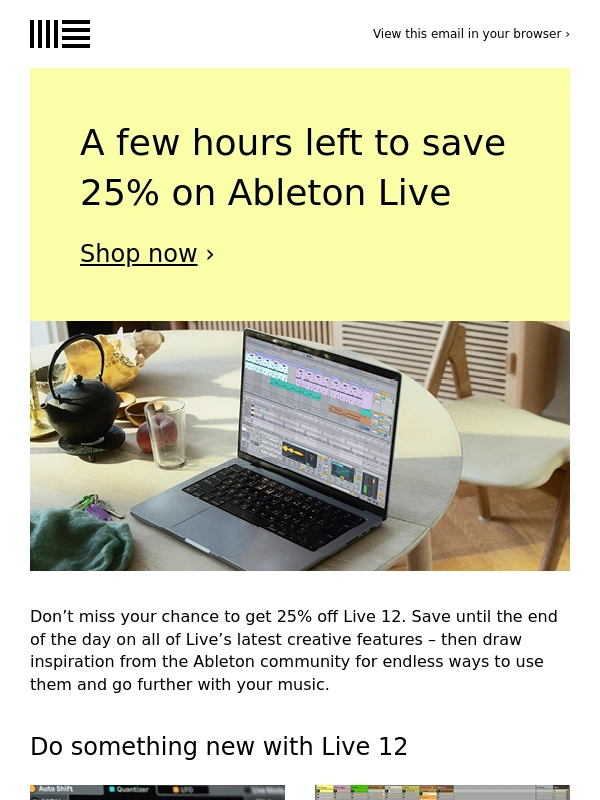 Ableton - Ends today – get 25% off Ableton Live