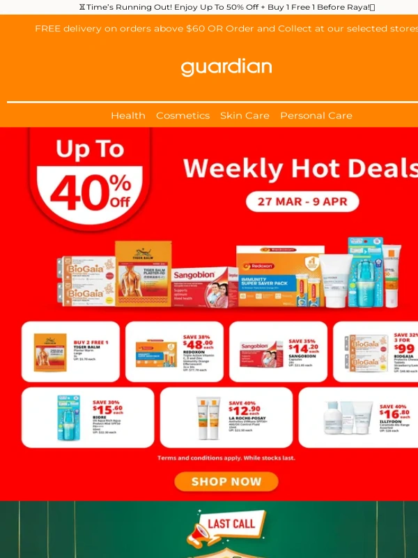 Guardian Singapore - ?Weekly Hot Deals! Save Up To 40% On Daily Essentials Till 9 Apr!