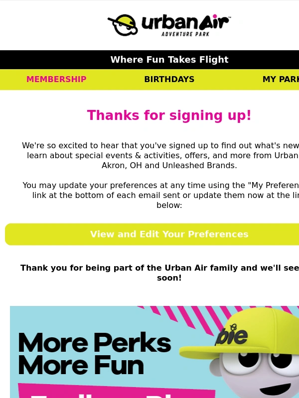 Urban Air Trampoline Park - Thank You For Signing Up