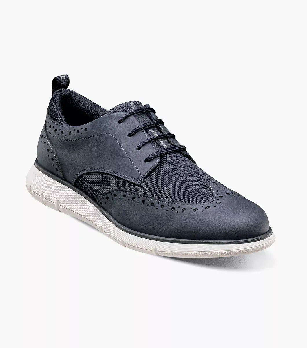 Nunn Bush Shoes Stance Knit Wingtip Oxford Navy Multi Size 9.5