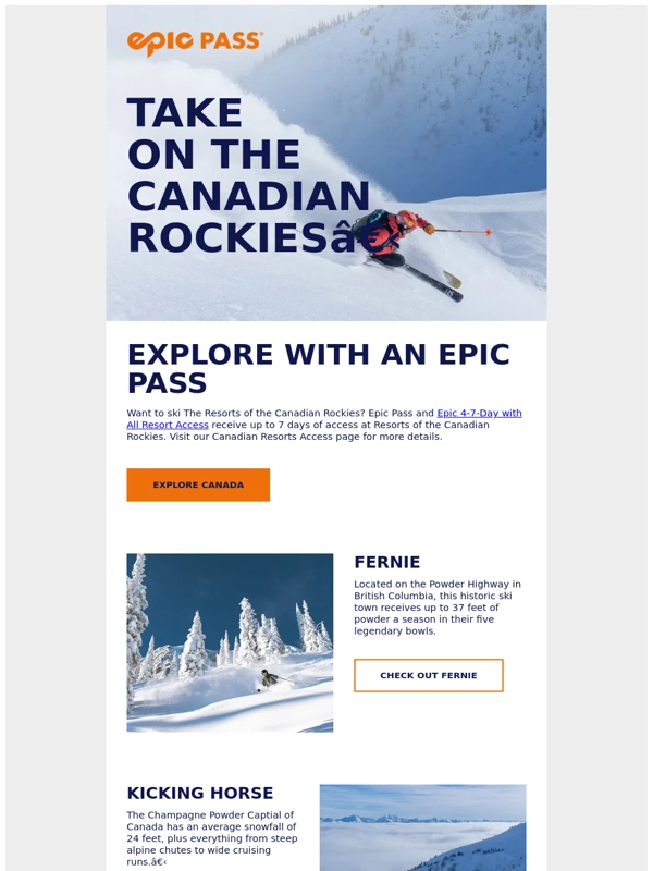 Epic Pass - Visit the Resorts of the Canadian Rockies with an Epic Pass