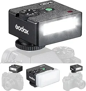 Godox Mini Flash Camera Flash Speedlite for Sony ZV1/ZV-E10, Canon, Nikon, Fuji & Ricoh GR3 GN15, 7-Level Power Adjustment, 230 Flashes with Cameras with Single-Contact Hotshoe and Diffuser