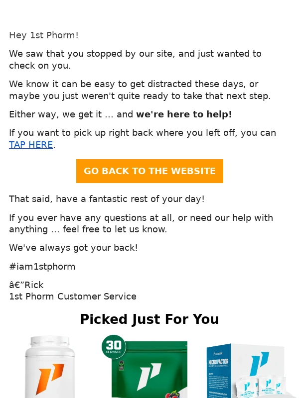 1st Phorm - Thanks for stopping by