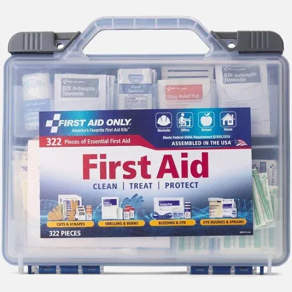 First Aid Only Clear Cover Intermediate First Aid Kit 322 Pc