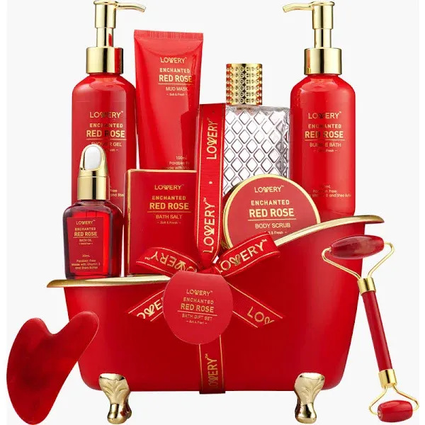Lovery Luxe 11pc Red Rose Bath and Body Set