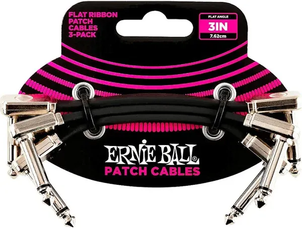Ernie Ball 3" Flat Ribbon Patch Cable 3-Pack