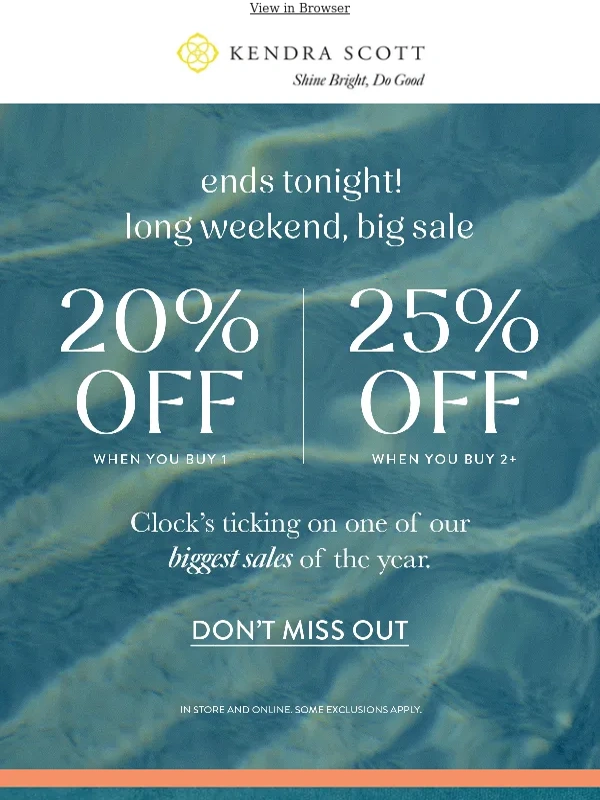 Kendra Scott - 25% Off Everything ENDS TONIGHT