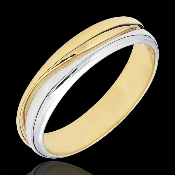 Men's White Gold and Yellow Gold Wedding Ring with 0.022 Carat Diamond