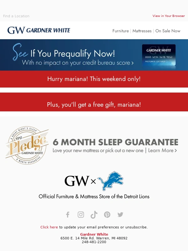Gardner White - Psst...Here’s a freebie