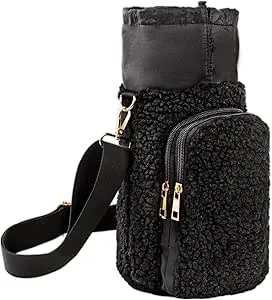KGMCARE Water Bottle Holder With Strap 25/32/40 oz Water Bottle Sling Bag for Women Wen Sport Bottle Pouch Sleeve Holder for Walking Hiking Camping Travelling (A-Black)