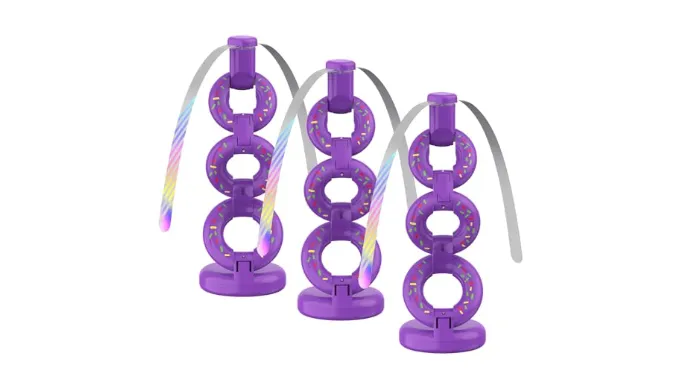 Eggkiss Fans for Food Table, Portable Outdoor Picnic Fan with Holographic Blades, Battery Powered Foldable Food Spinning Fan for Party, BBQ, Picnic (Purple,3 Pack)
