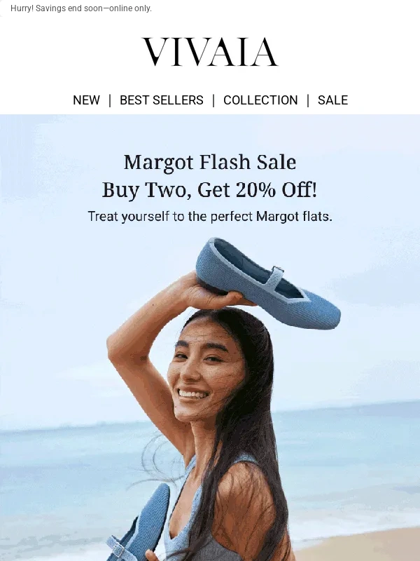 VIVAIA - Flash Sale: 2 Pairs of Margot Flats,20% Off!