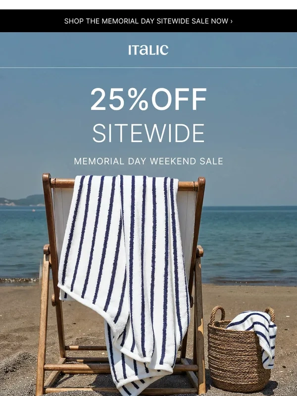 Italic - NOW LIVE: 25% off Sitewide!