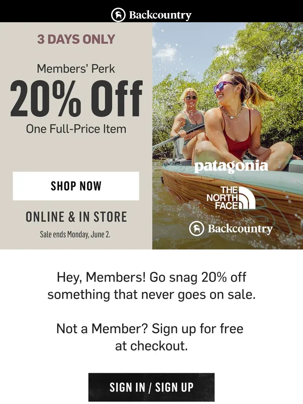 Backcountry - Want 20% off gear that never goes on sale?