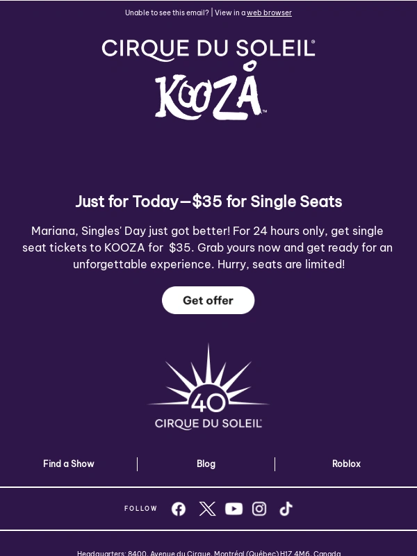 Cirque du Soleil - Ends Today! Exclusive $35 Tickets!