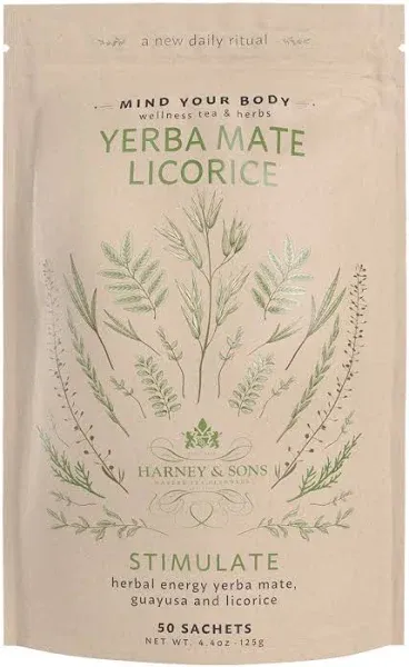 Harney & Sons Allnighter Yerba Mate Licorice Bag of 50 Sachets