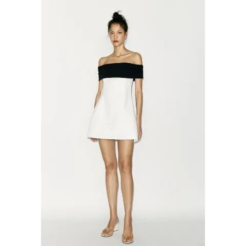 Zara CONTRAST STRAPLESS DRESS