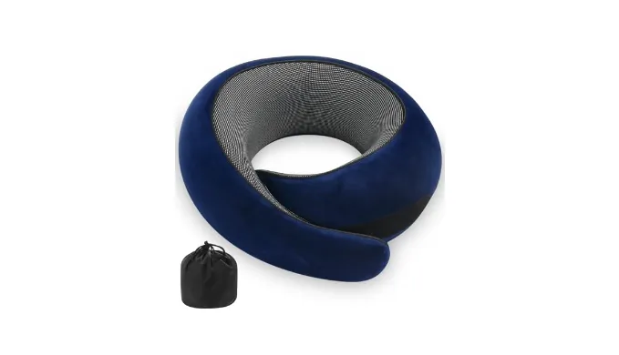 Neck Pillow, Travel Pillow uses Memory Foam to Support Neck Comfort, Ideal Companion for Airplane and car Travel, Compact, Convenient, and Versatile Airplane Sleep Pillow(Dark Blue)