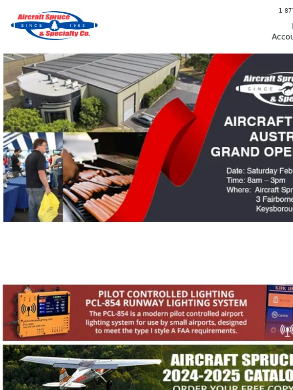 Aircraft Spruce - Join Us Saturday February 1st for the Aircraft Spruce Australia Grand Opening Sale