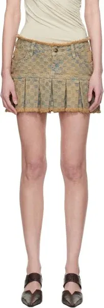 MISBHV Monogram Denim Pleated Miniskirt