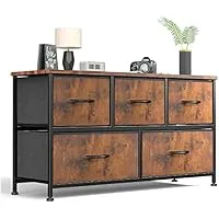 Sweetcrispy 5 Fabric Drawers Dresser with Wood Top Surface Table (20.87 D x 11.81 W x 20.87 H Inch)