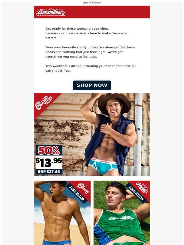 aussieBum - Good Vibes ✨ Up to 65% Off This Weekend