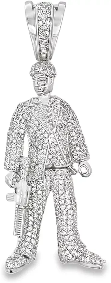 HipHopBling Suit Guy with Gun CZ Iced Out Pendant