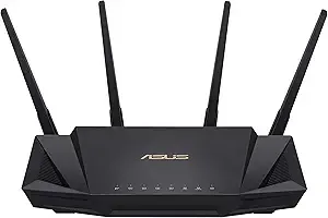 ASUS RT-AX3000 Ultra-Fast Dual Band Gigabit Wireless Router - Next Gen WiFi 6, Adaptive QoS, and AiProtection by Trend Micro | 1x WAN, 4x 1G LAN, 1x USB 3.0 - AiMesh Compatible