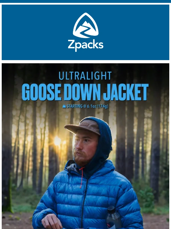 ZPacks - Ultralight Goose Down Jacket - Starting at 6.1 oz