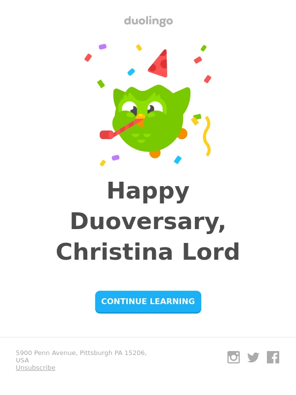 Duolingo - It's your Duoversary! ?