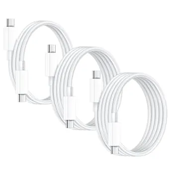Rocoren 3-Pack 60W USB-C to USB-C Cables (2x 6.6ft, 3.3ft)