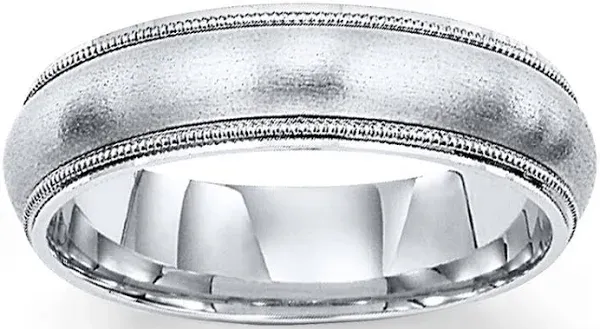 14K White Gold Wedding Band