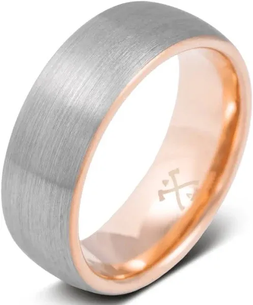 Manly Bands The Whiz Men's Rose Gold Plated Tungsten Wedding Ring