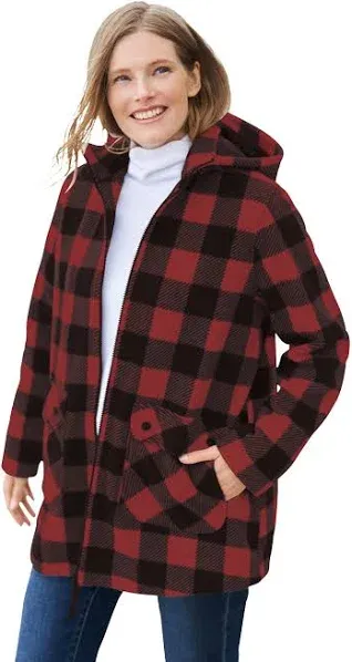 Woman Within Women's Plus Size Hooded Fleece Coat
