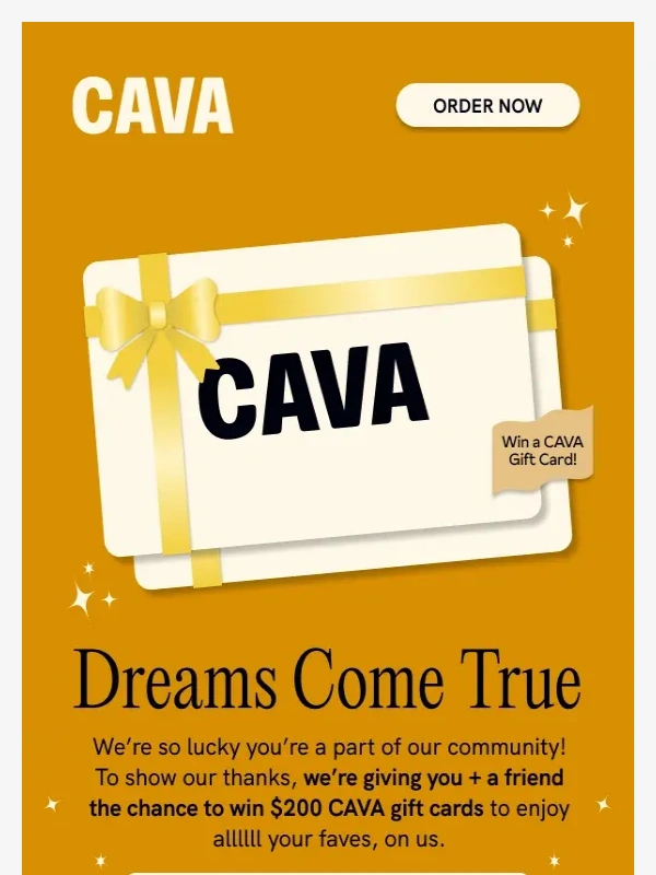 Cava - Enter to win a $200 CAVA gift card