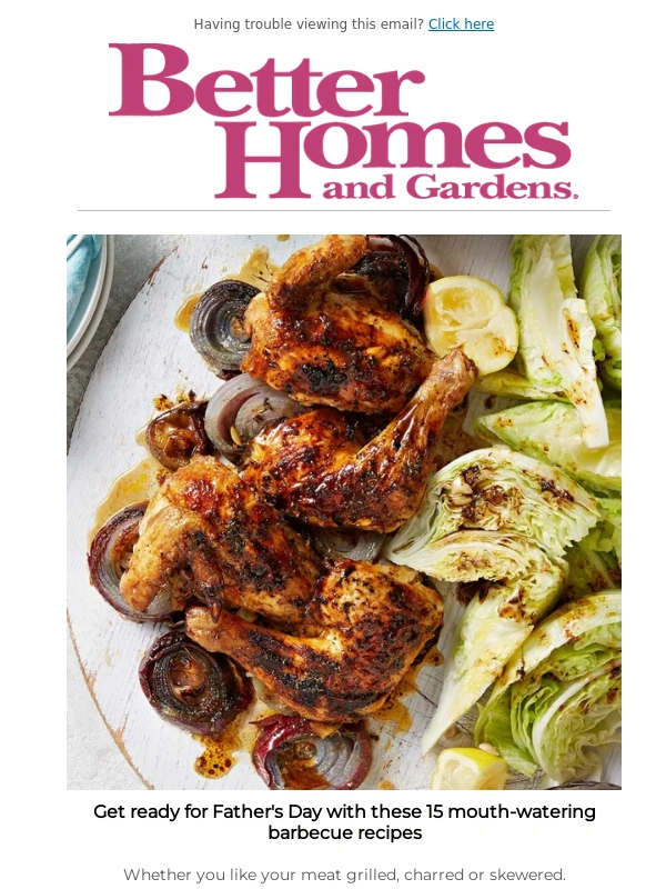 Bhg - Get ready for Father's Day with these barbecue recipes,why artificial plants can be better than the real thing PLUS how to pick the right type of grass for your location