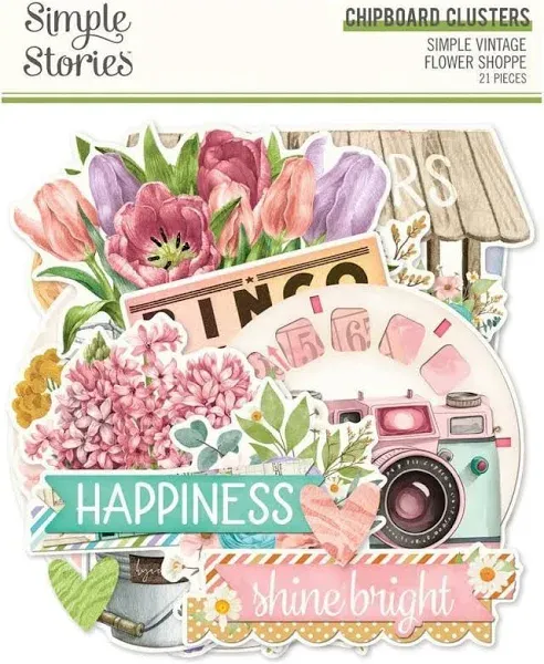 Simple Stories Simple Vintage Flower Shoppe Chipboard Clusters