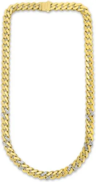 1-1/5 Ct tw Round Diamond Curb Chain Necklace in 10K Yellow Gold