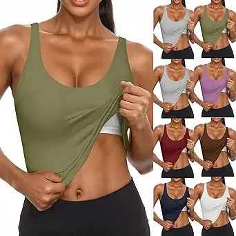 Tank Top with Built in Bra for Women Shelf Bra Camisole Tops Workout Tops Cami Bra Padded Tank Top Sports Bras