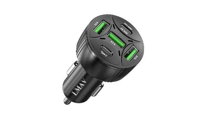 USB C Car Charger Adapter, 5 Ports 75W PD 3.0 Car Phone Charger Fast Charging Compatible with iPhone 16/15/14/13 Pro Max Series, iPad Pro, Galaxy S24/S23/S22/Note 20, Android, Pixel.