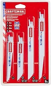 9-Piece CRAFTSMAN Bi-Metal Reciprocating Saw Blade Set