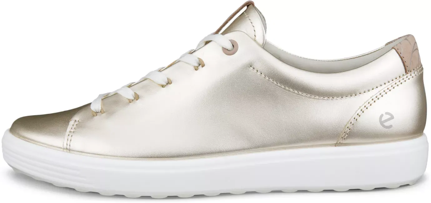 ECCO Soft 7 - Women's Leather Floral Shoe - Gold