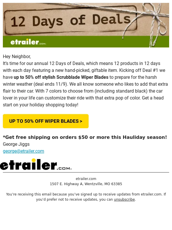 etrailer.com - Deals Are HERE! Up to 50% Off Stylish Wiper Blades