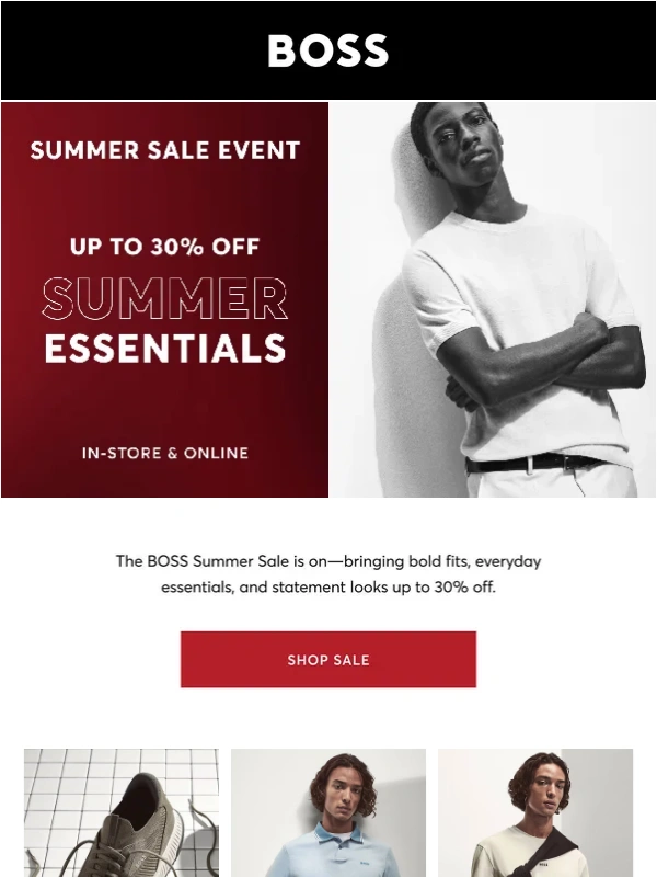 HUGO BOSS - Act Fast: Summer Favorites Now Up to 30% Off